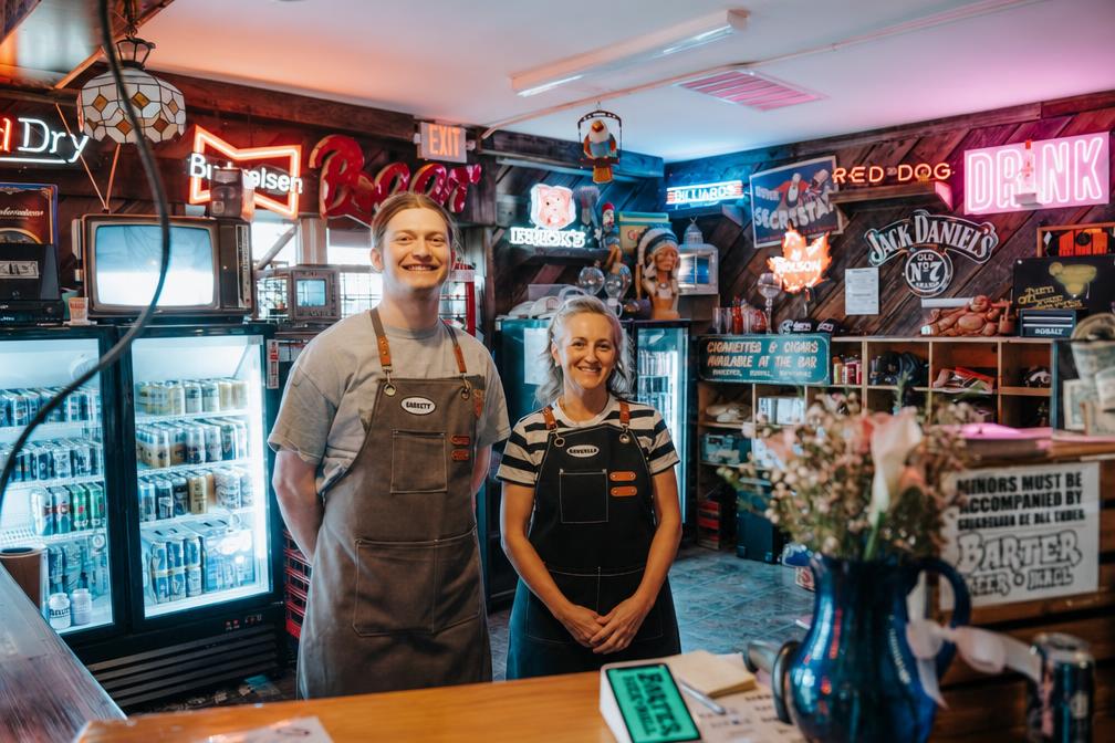 Behind the bar at Barter Beer + Mall